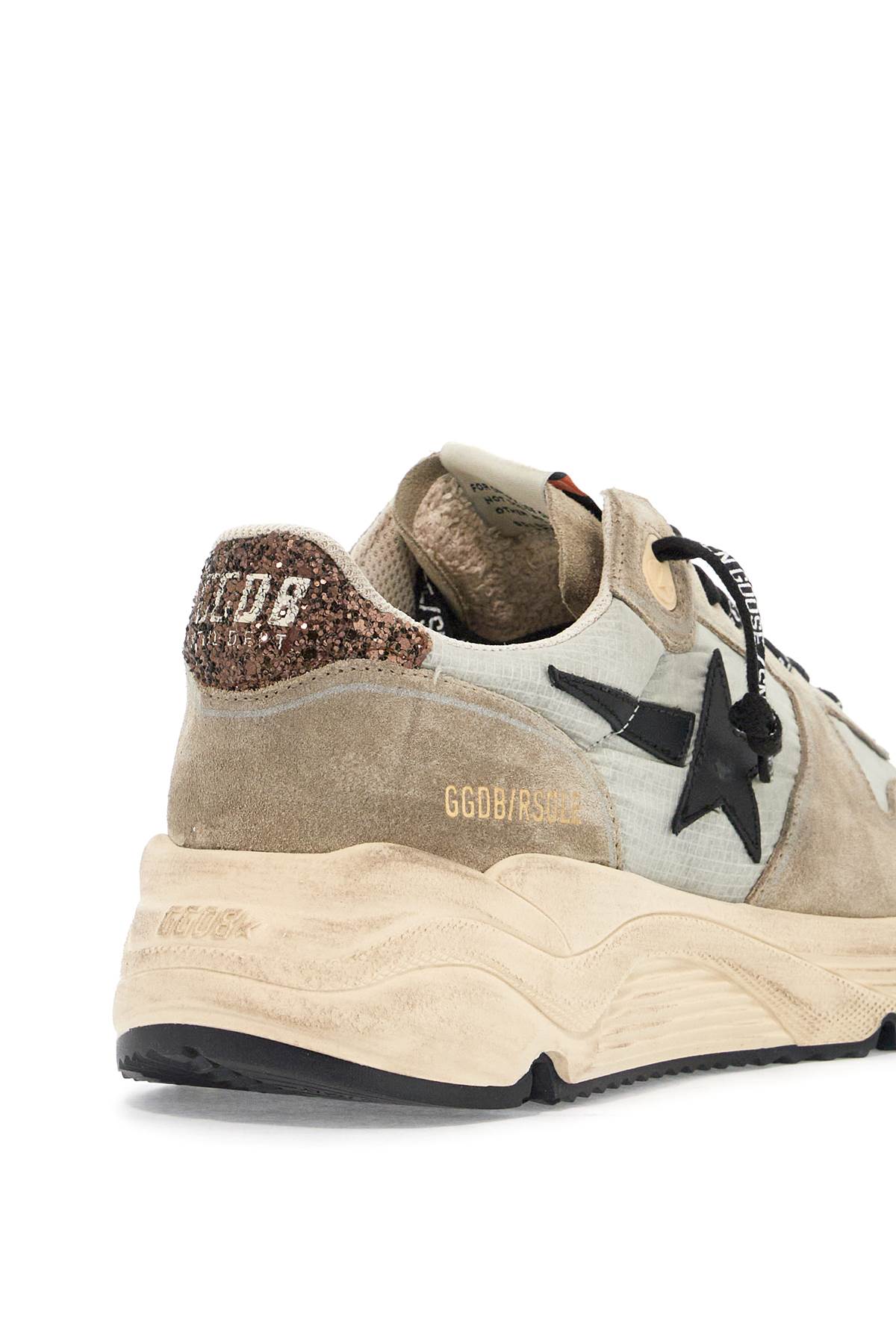 Shop Golden Goose Nylon And Suede Running Sneakers With Durable Sole In Ice/taupe/black/brown (grey)