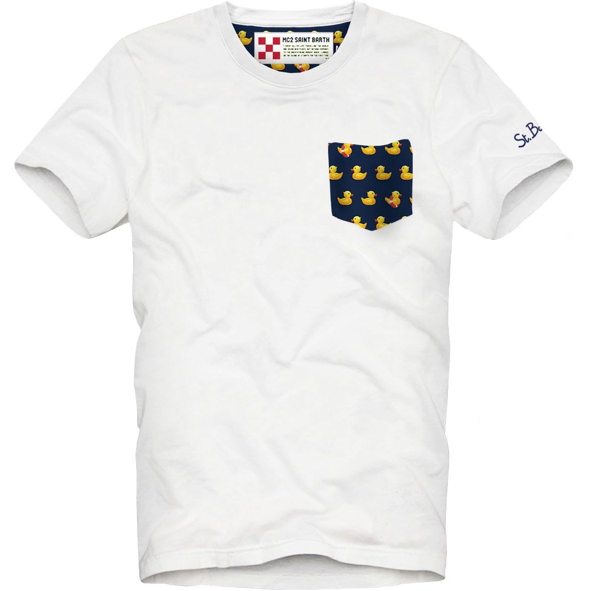 MC2 Saint Barth Man Cotton T-shirt With Printed Pocket