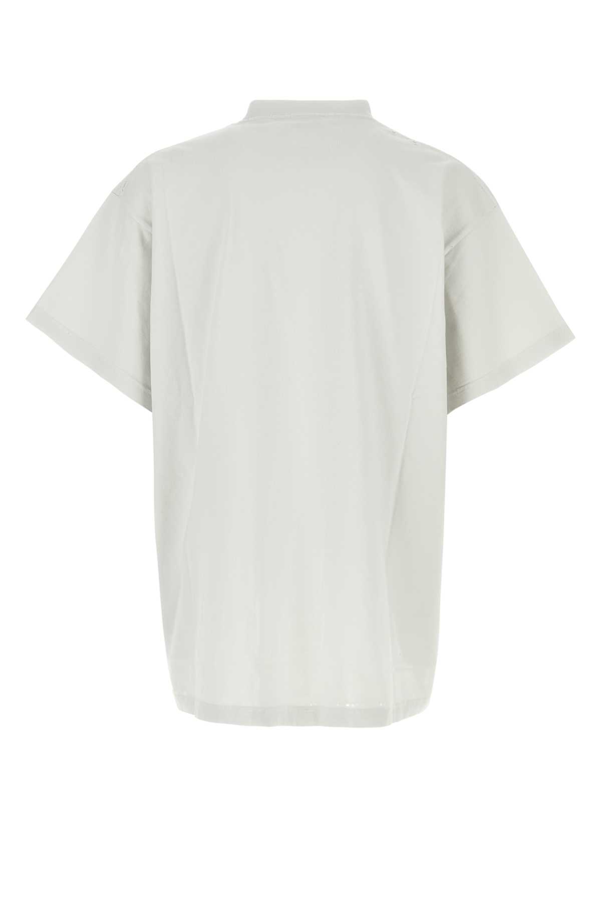 Balenciaga Light Grey Cotton Oversize T-shirt In Dirtywhiteblack