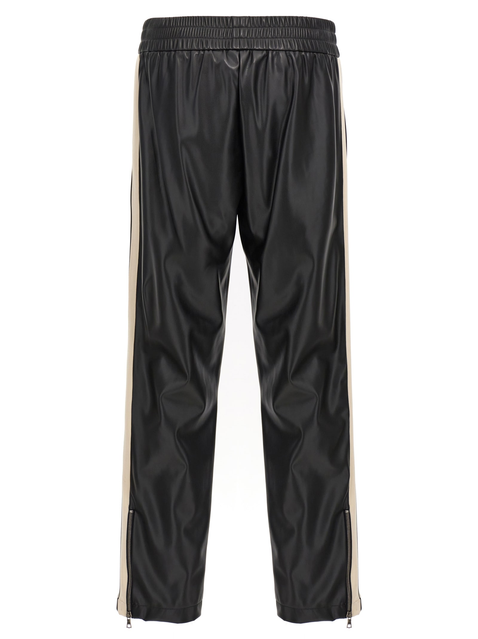 Shop Palm Angels Black Synthetic Leather Pant In Black Off White