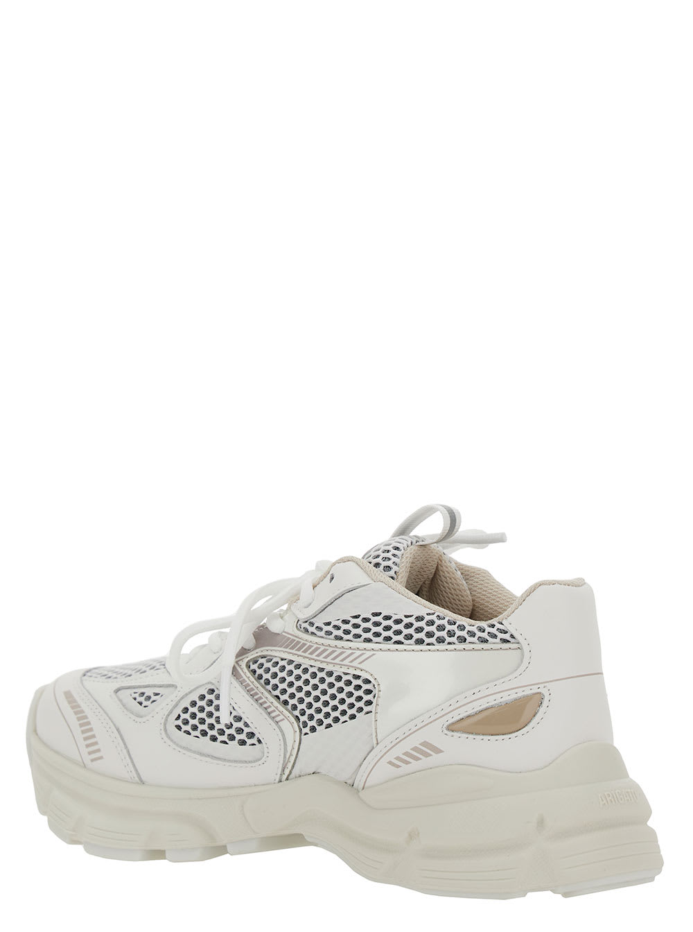 Shop Axel Arigato Marathon Runner White Low Top Sneakers With Reflective Details In Leather Blend Woman