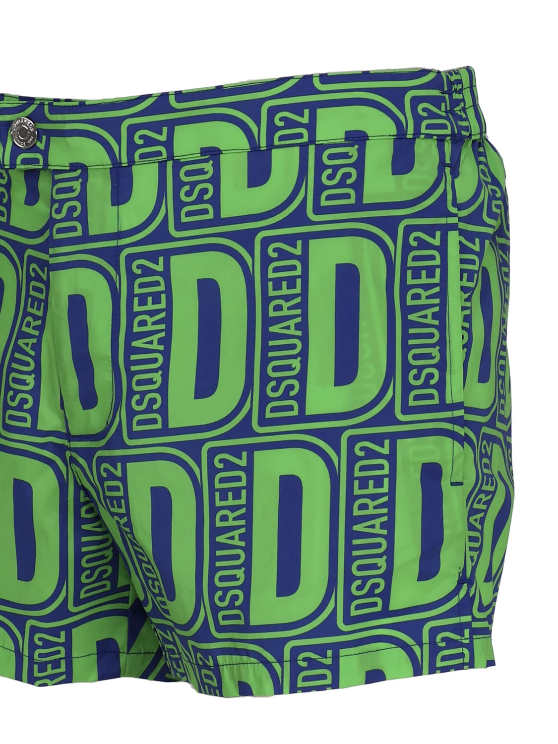 Shop Dsquared2 Swim Boxer With All-over Print In Blue/green