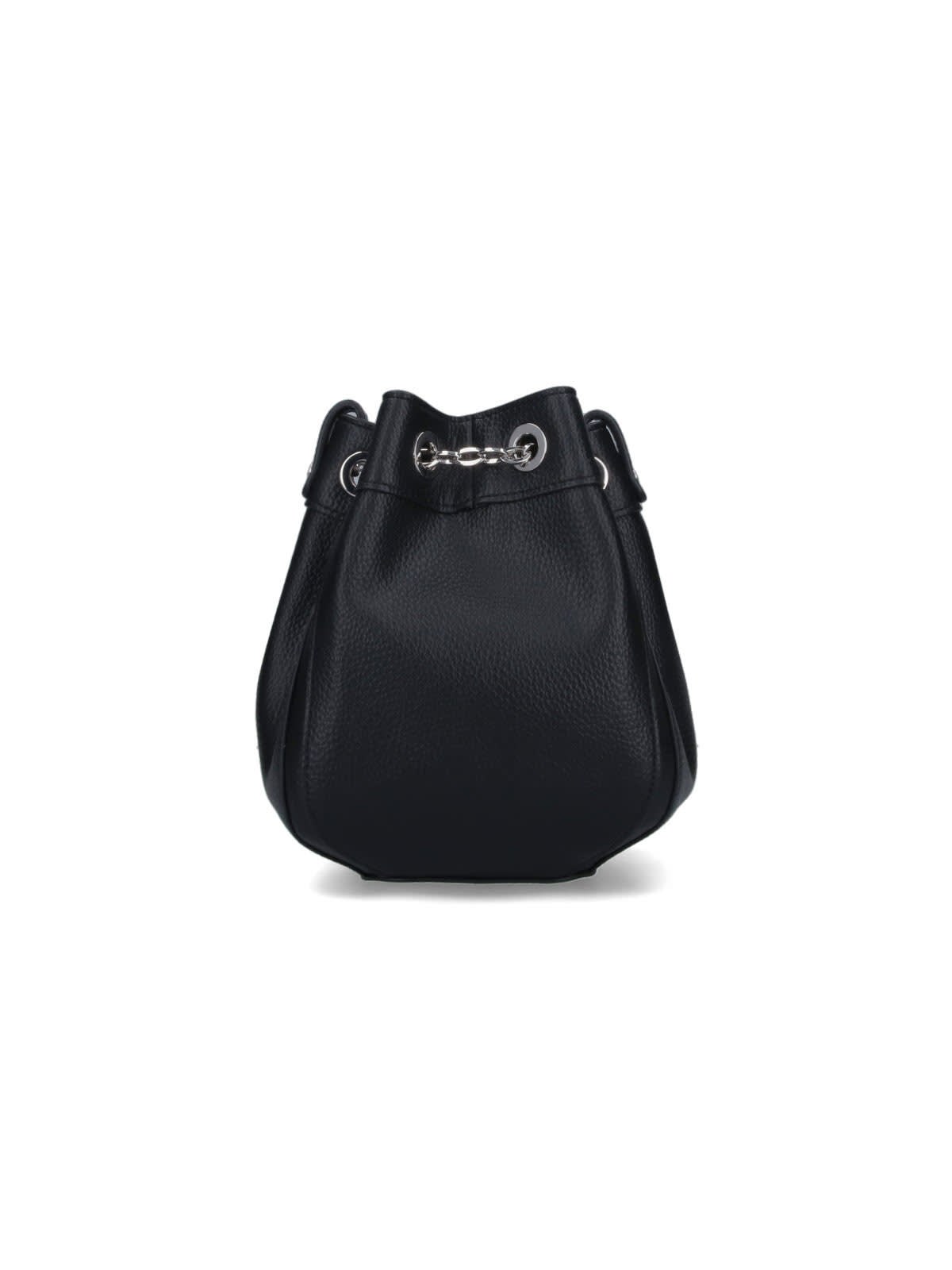 Vivienne Westwood Pebbled Black Bag With Drawstring Closure And Chain Accents In Black