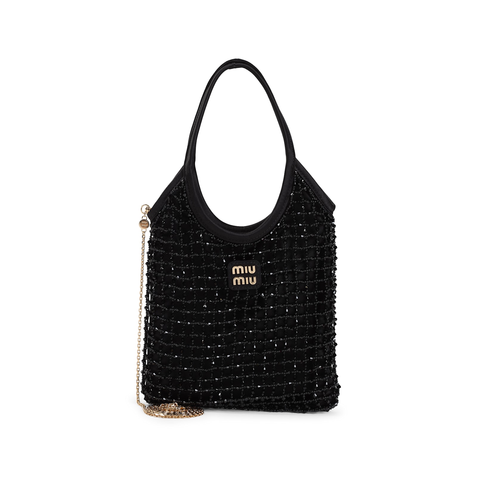 Miu Miu Women Embellished Satin Handbag In Nero