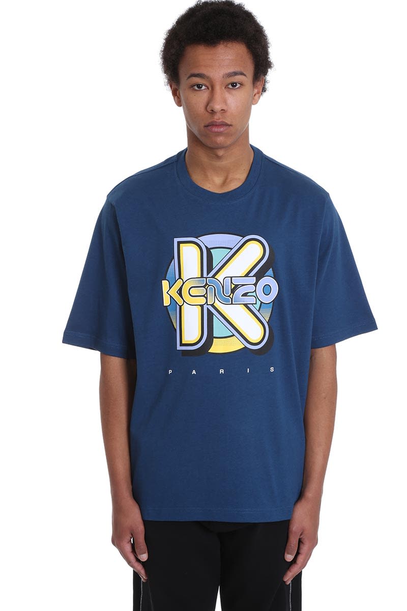 KENZO T-SHIRT IN BLUE COTTON,11293580