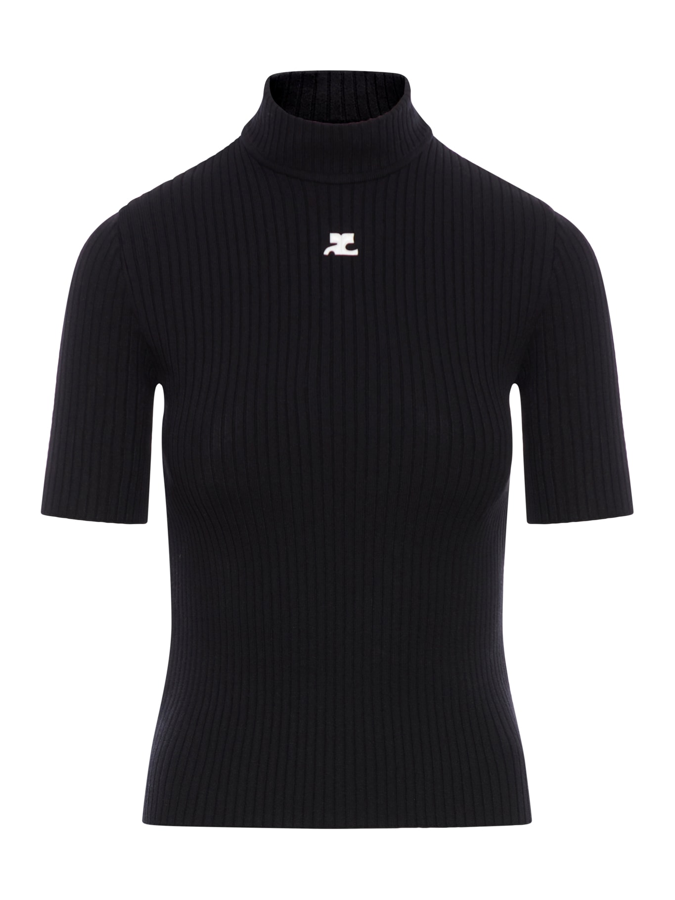 Courrèges Reedition Short Sleeves Rib Knit Sweater