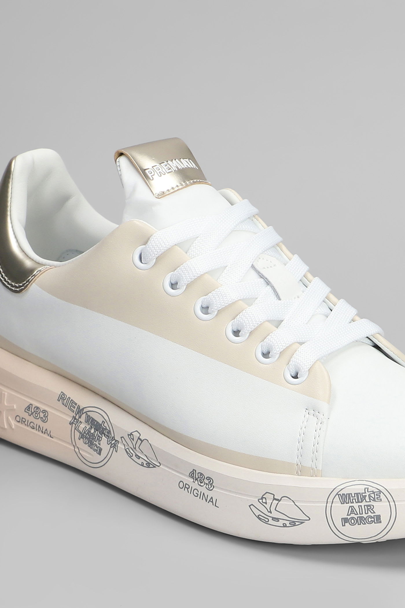 Premiata Belle Sneakers In White Leather In White