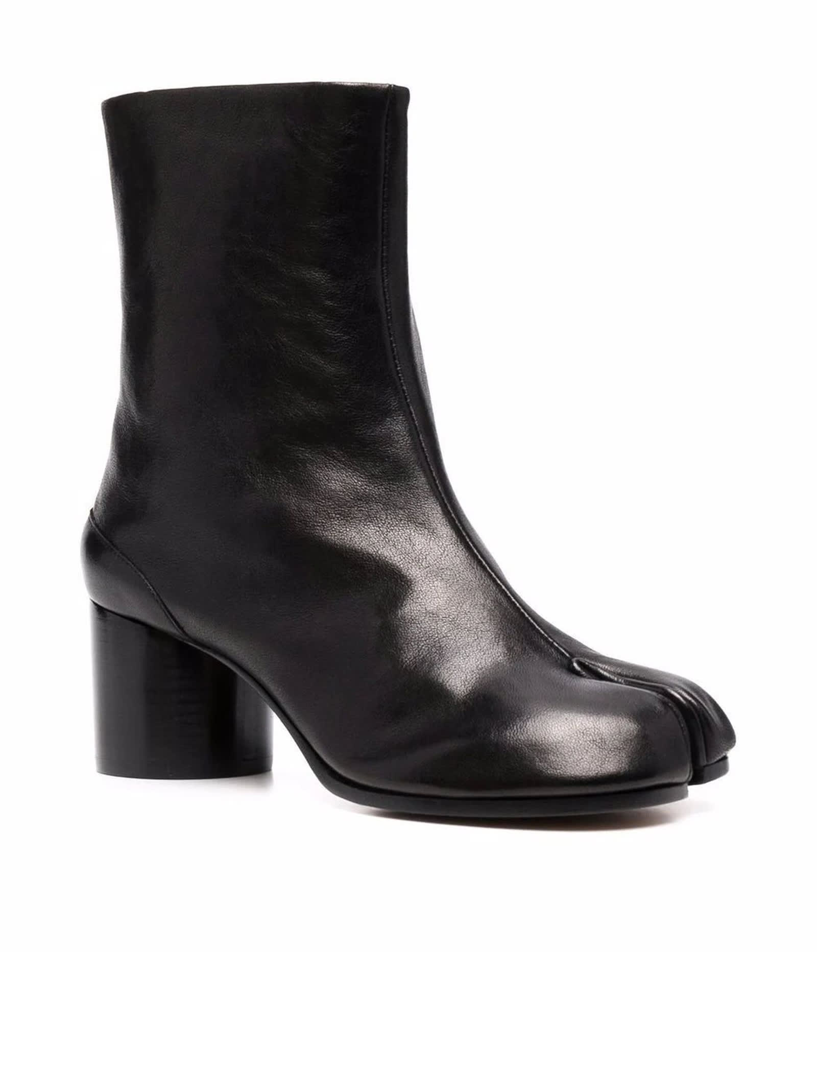 Shop Maison Margiela Tabi 60mm Black Leather Ankle Boots