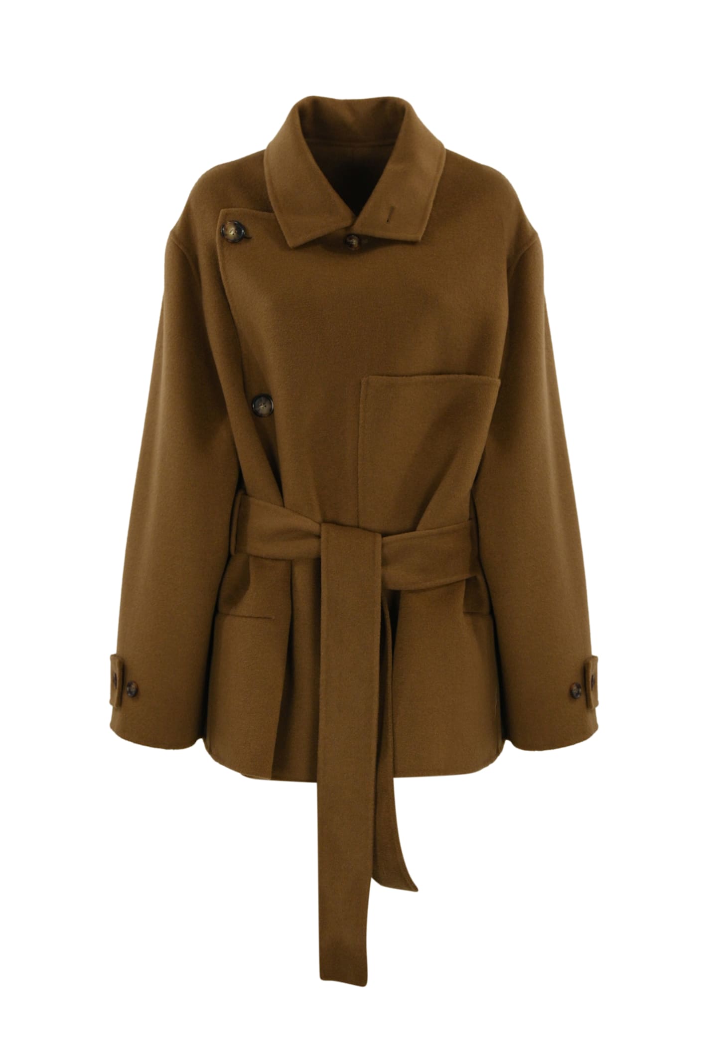 Shop Philosophy Di Lorenzo Serafini Double-breasted Wool Coat In Marrone