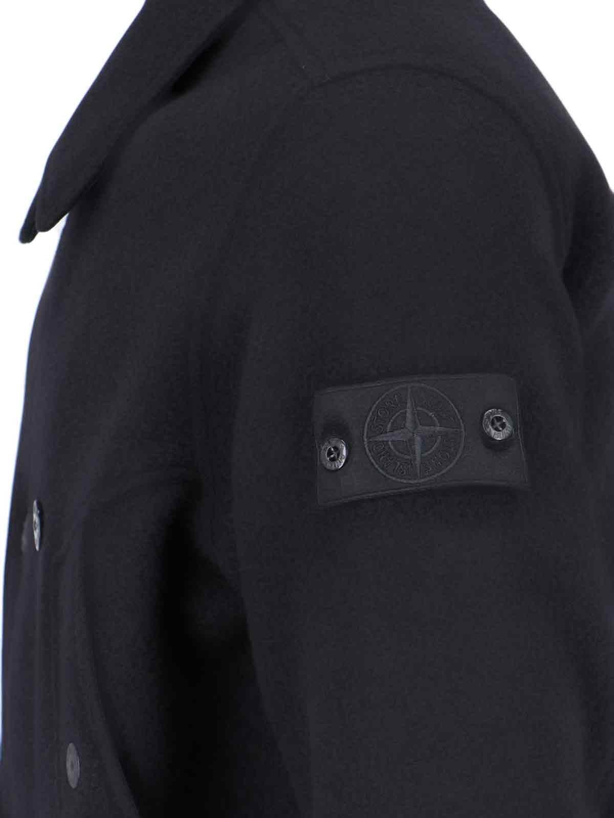 Shop Stone Island Ghost Double-breasted Coat In V0029 Black