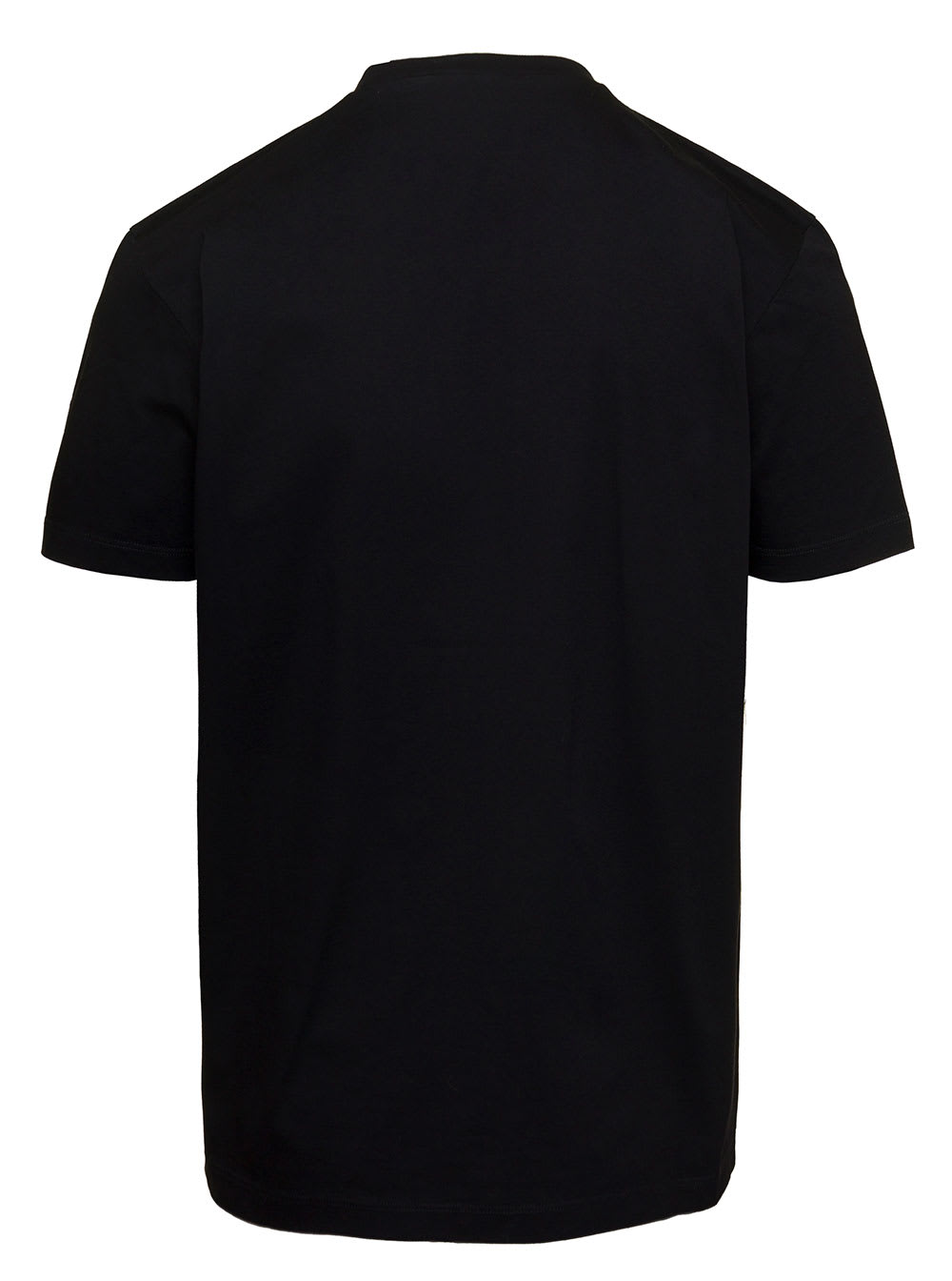 Shop Dsquared2 Black Crewneck T-shirt With Front Logo Print In Cotton Man