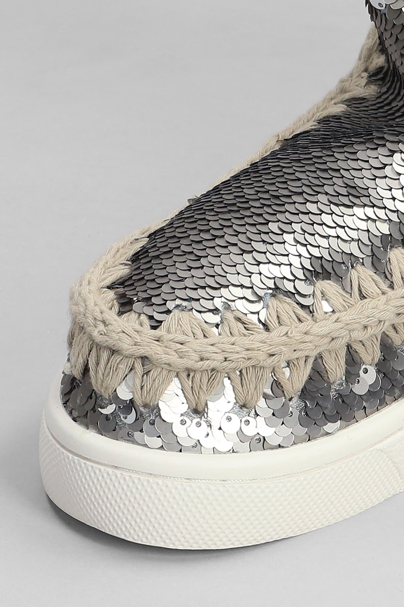 Mou Eskimo Sneaker Low Heels Ankle Boots In Gunmetal Synthetic Fibers In Gunmetal