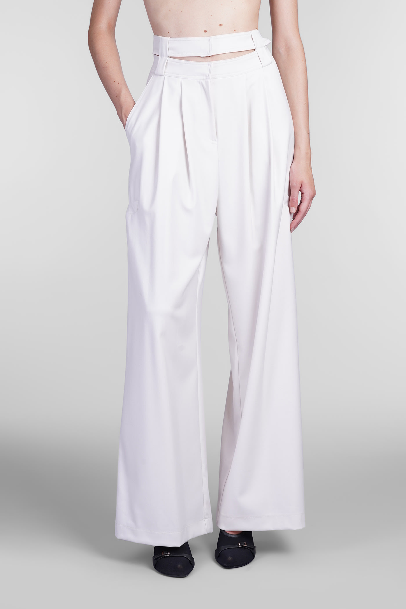 Shop Andreädamo Pants In White Polyester