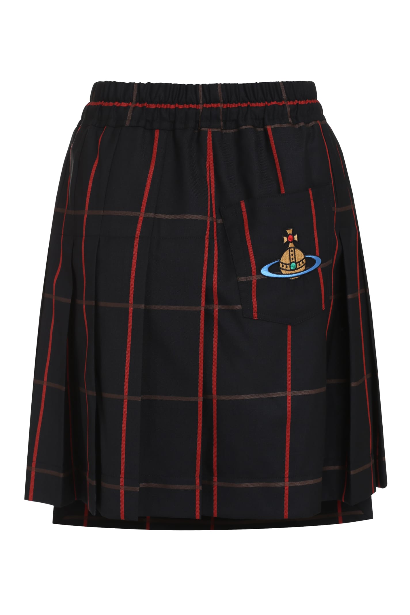 Shop Vivienne Westwood Check Pattern Wool Skirt In Black