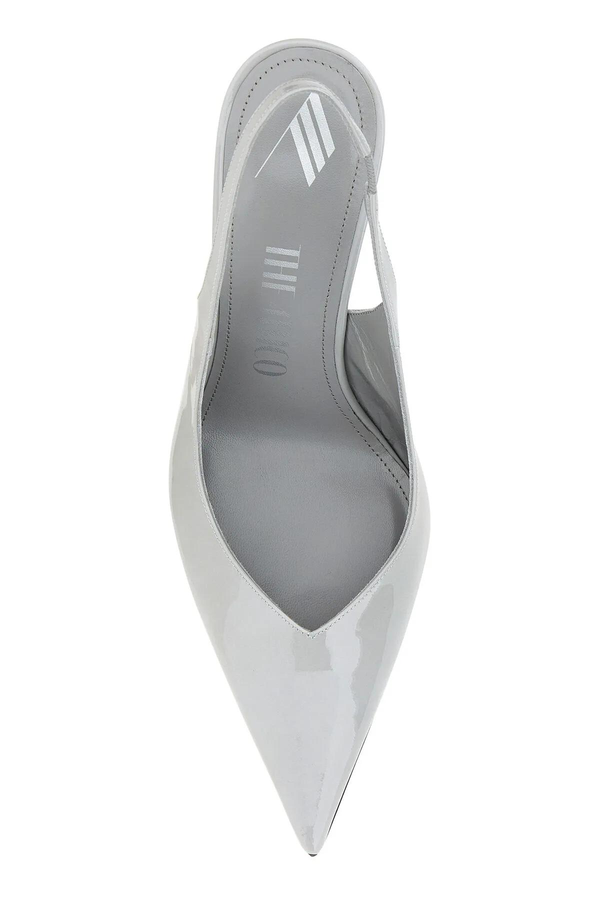 Attico Grey Leather Cheope Pumps In Greynichel