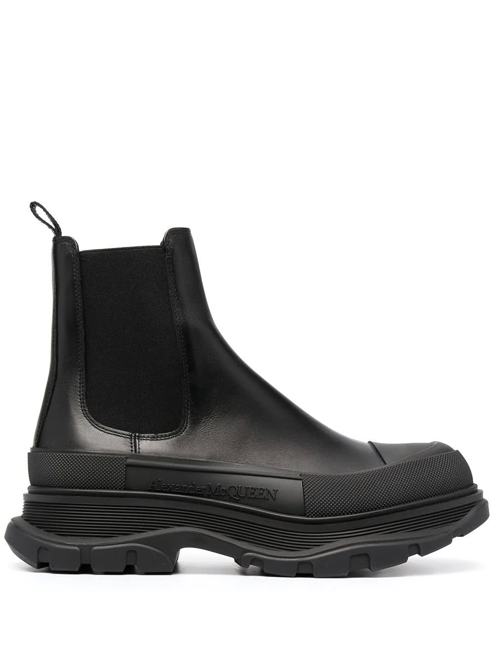 Alexander McQueen Man Black Chelsea Ankle Boot In Leather And Rubber