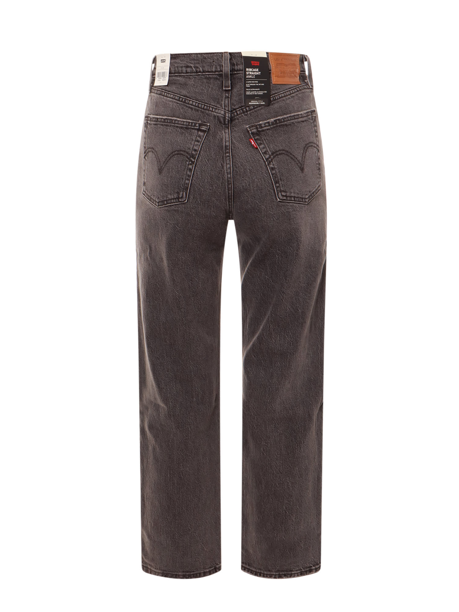 Shop Levi's Ribcage Straight Ankle Jeans In Grey