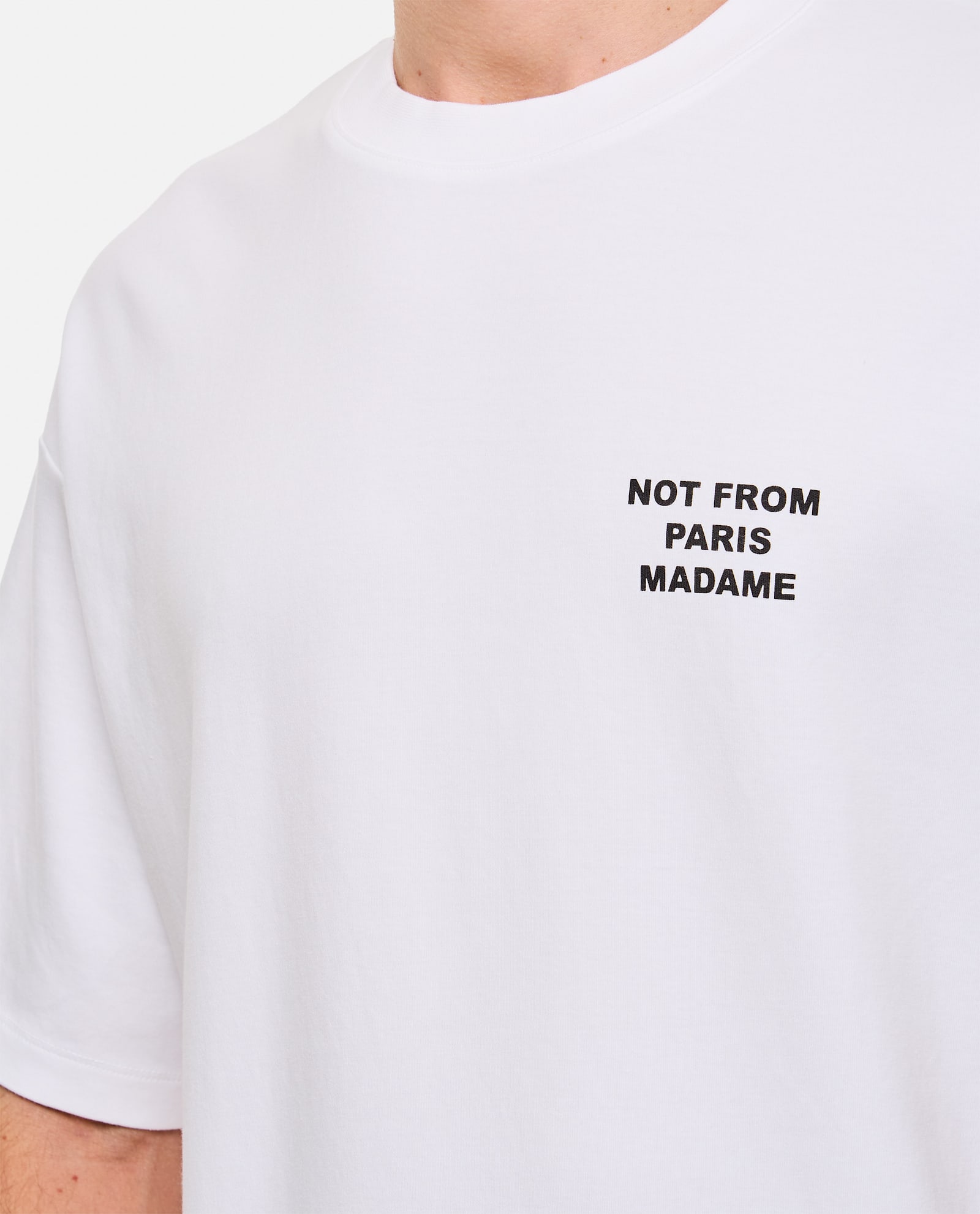 Drôle De Monsieur White Crewneck T-shirt With Slogan Print On The Front And Back In Cotton Man