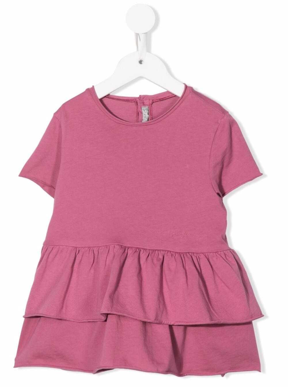 Il Gufo Kids Girlss Pink Cotton T-shirt With Flounces