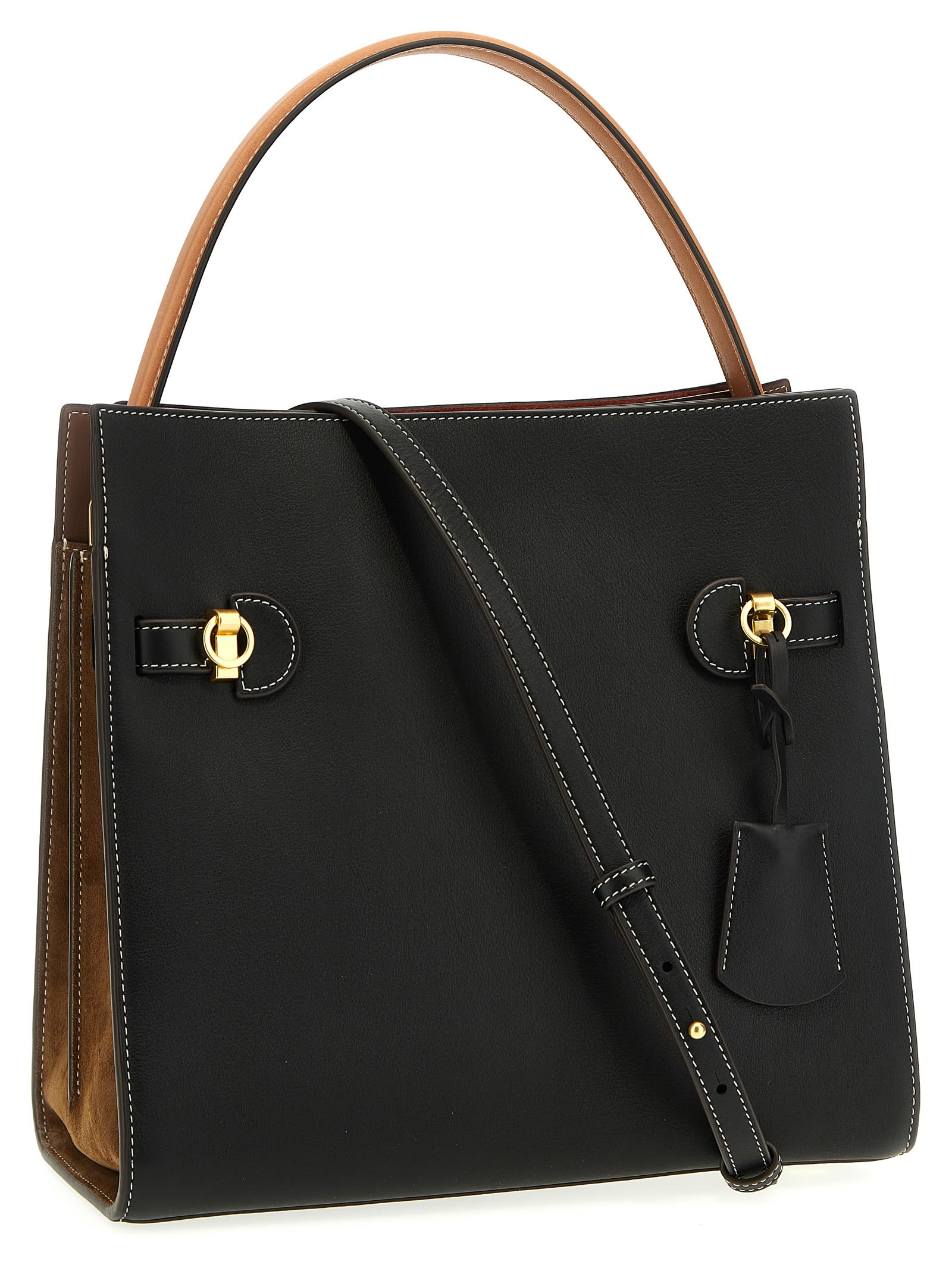 Shop Tory Burch Lee Radziwill Handbag In Black