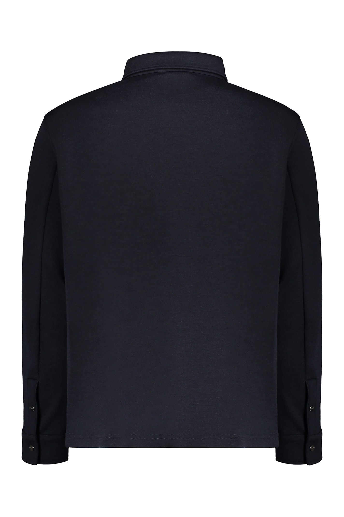 Herno Long-sleeved Wool-blend Shirt In Black