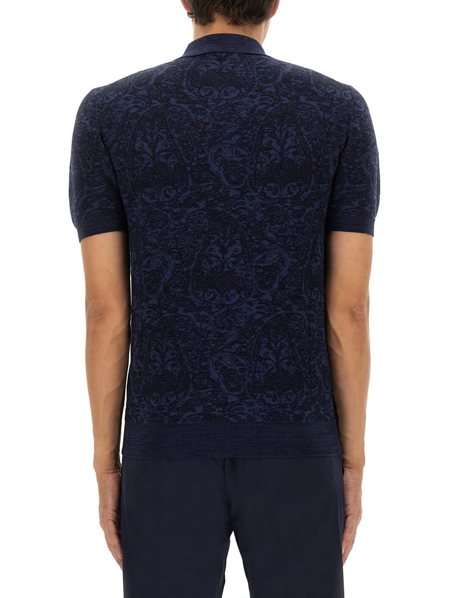 Etro Polo Shirt With Pegasus Embroidery In Blue