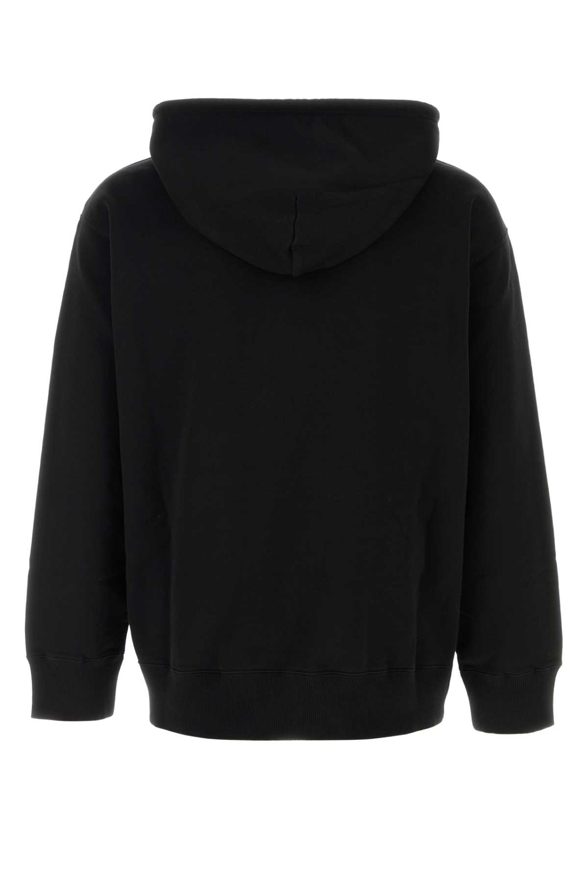 Mm6 Maison Margiela Mm6 By Maison Margiela Emblazoned Black Hoodie With Drawstring And Ribbed Finishes In Black