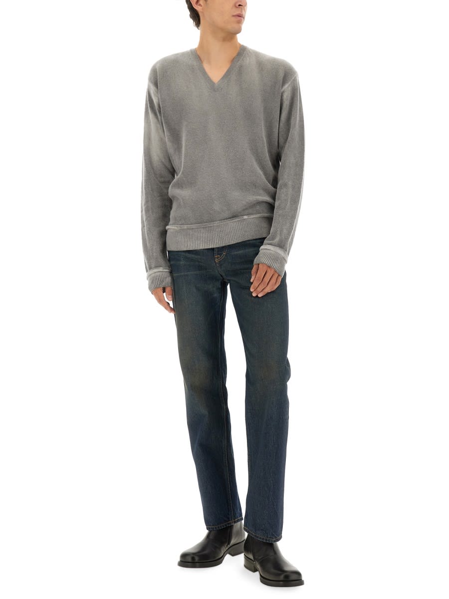Our Legacy Parallel Sweater In Wool With V-neck In Gray