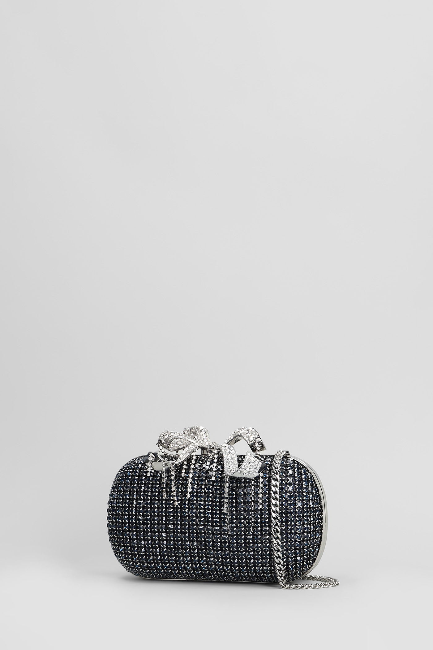 Self-portrait Chainmail Clutch In Blue Crystal In Blue