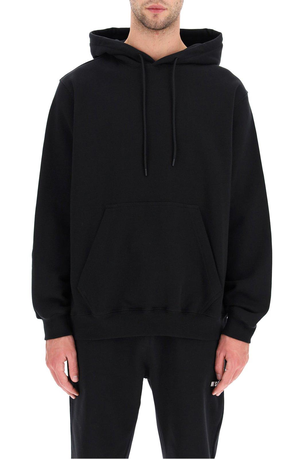 Shop Msgm Logo Printed Drawstring Hoodie