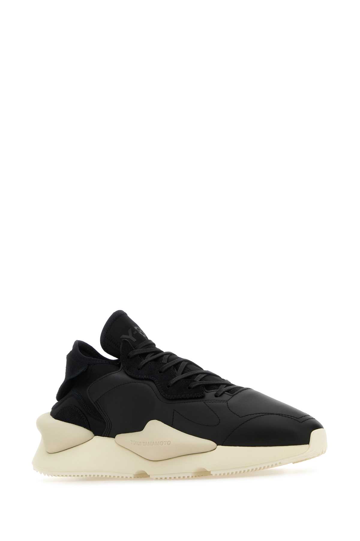 Shop Y-3 Black Fabric And Leather  Kaiwa Sneakers In Blackoffwhiteclearbrown