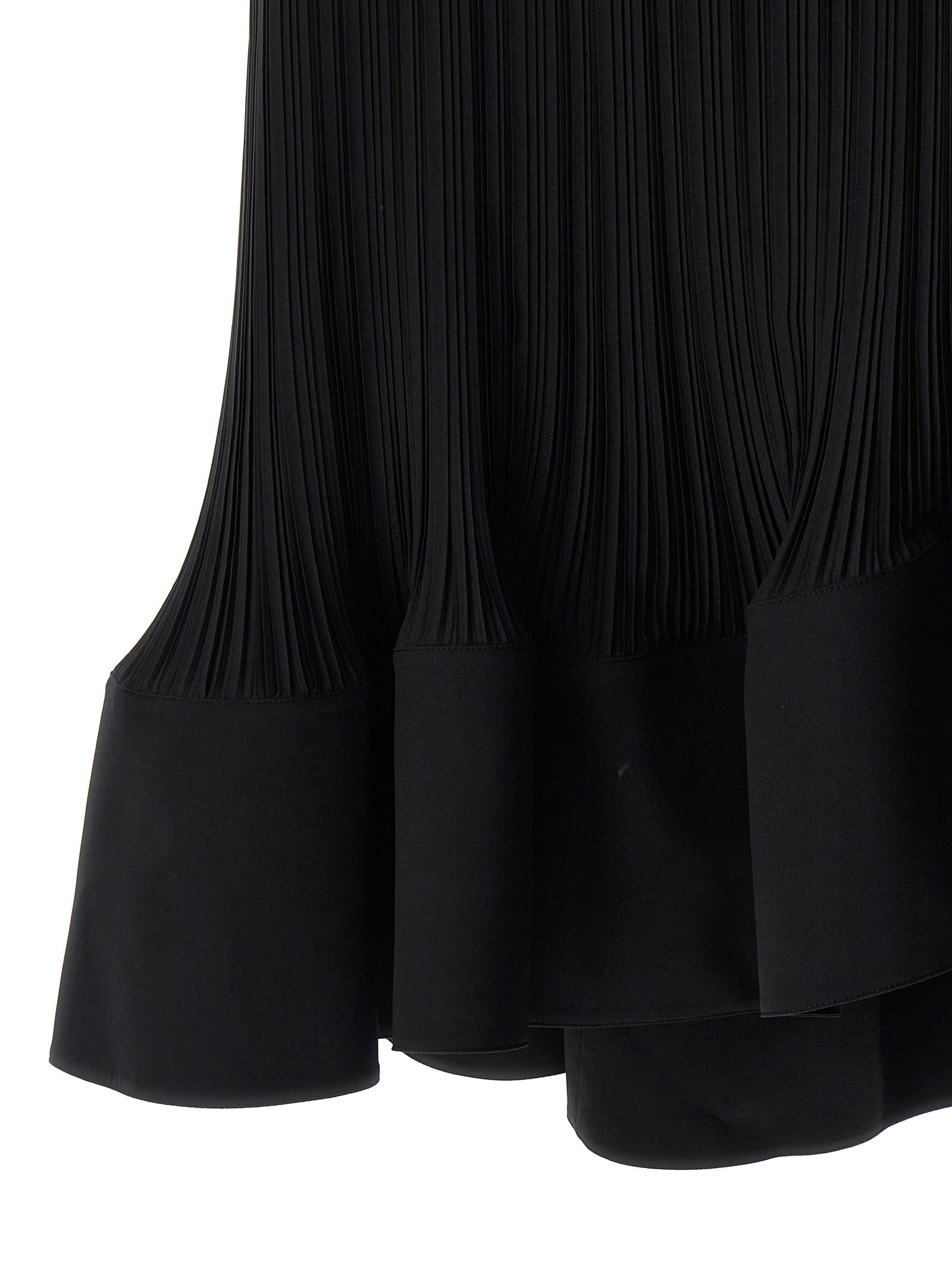 Shop Lanvin Long Pleated Dress In Black