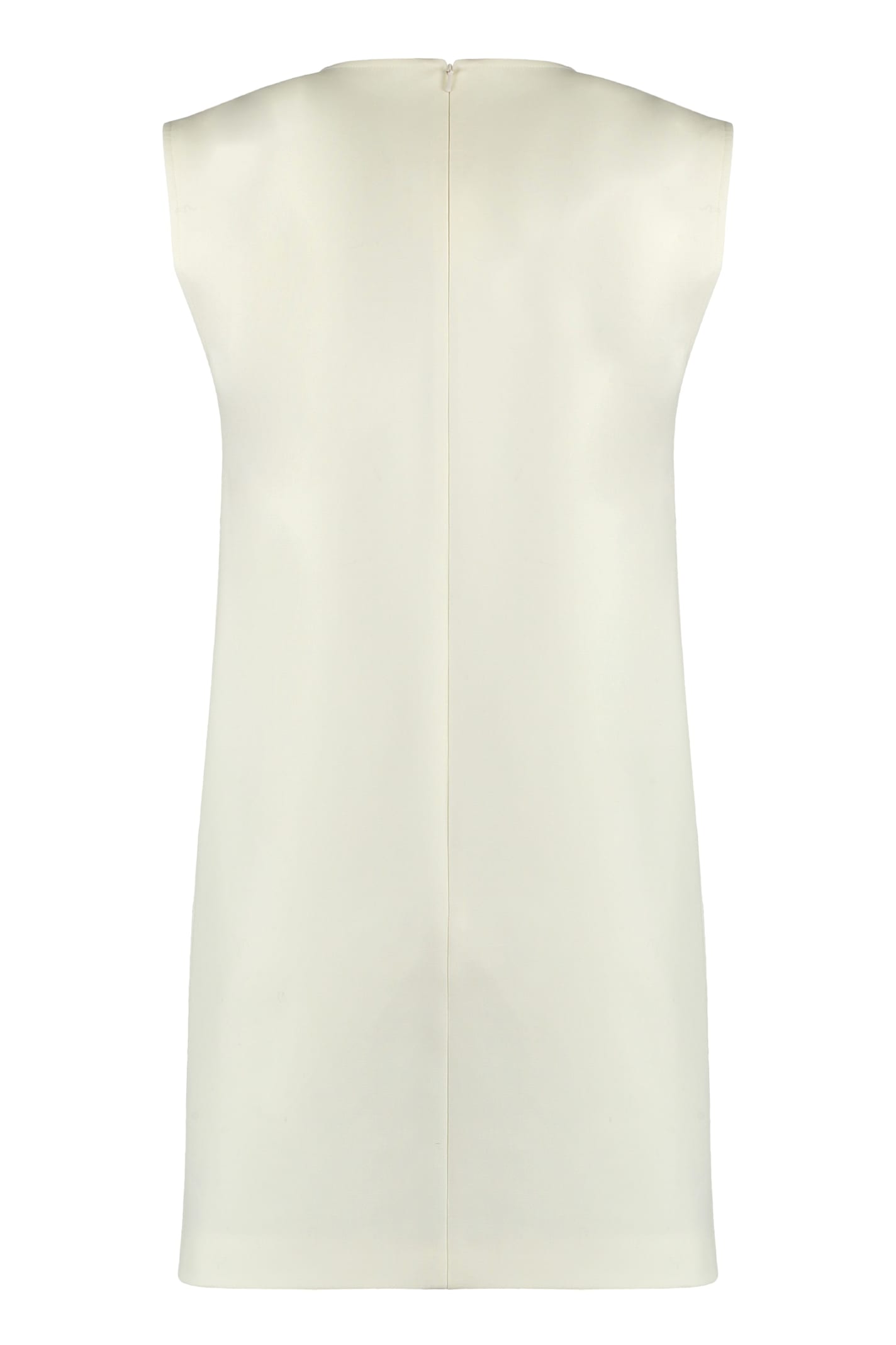 Max Mara Sleeveless Dress In Smooth White Fabric In Panna