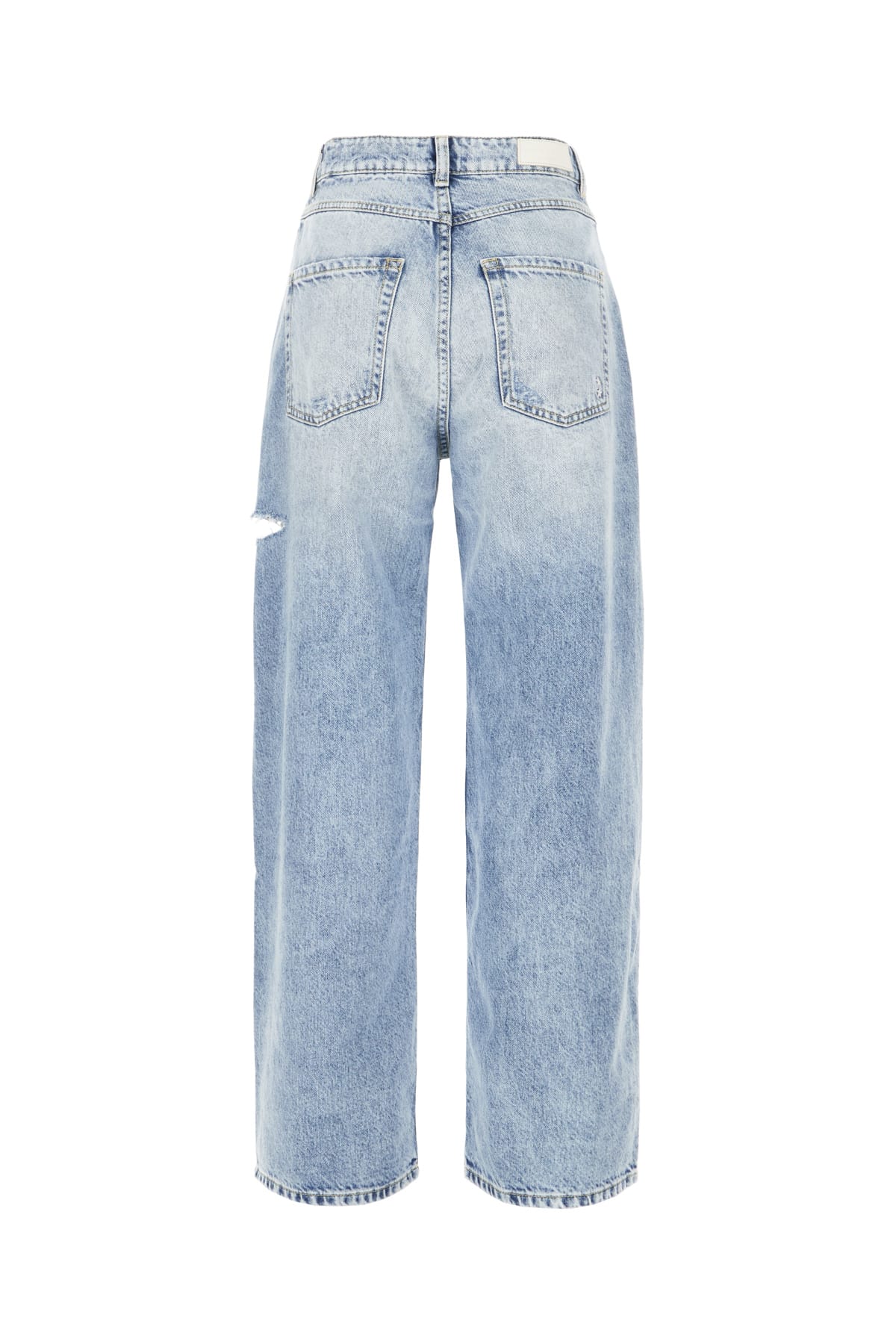 Icon Denim Poppy Light Blue Wide Jeans With Cut-out In Cotton Denim Woman