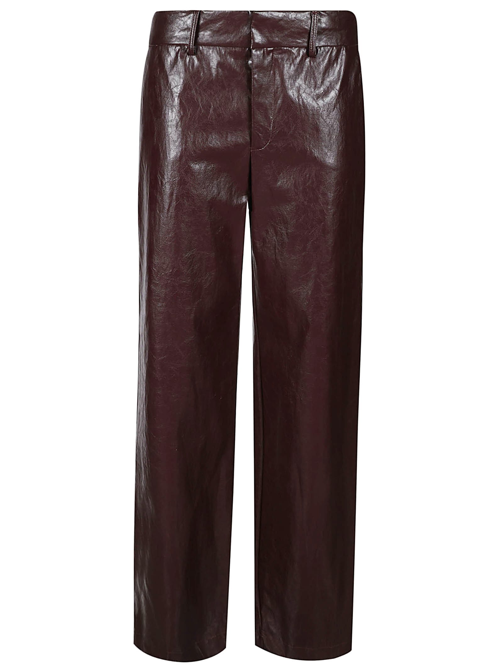 Shop Federica Tosi Leather Trousers In Burgundy