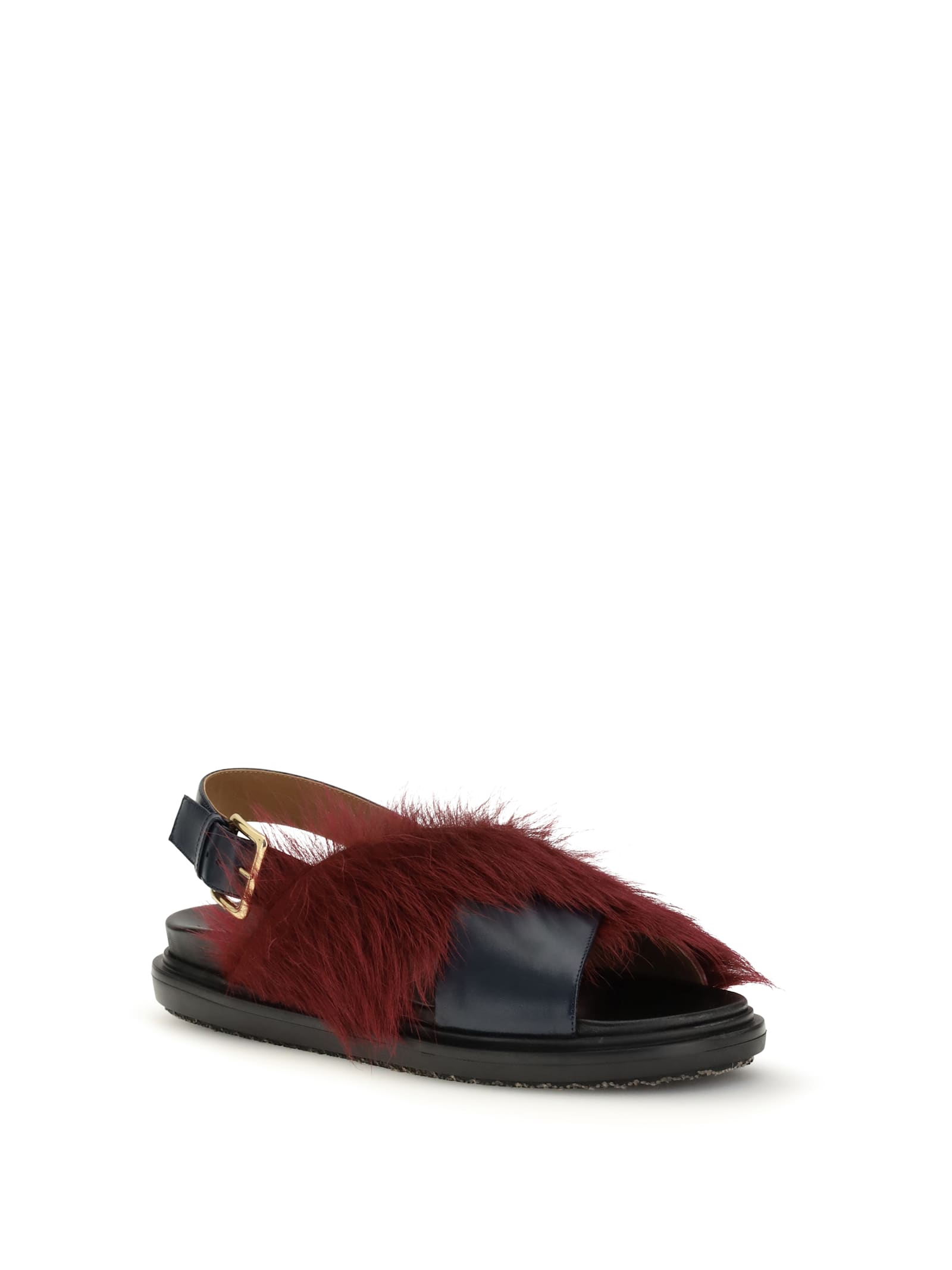 Marni Fussbett Plush Cross-strap Sandals In Brown
