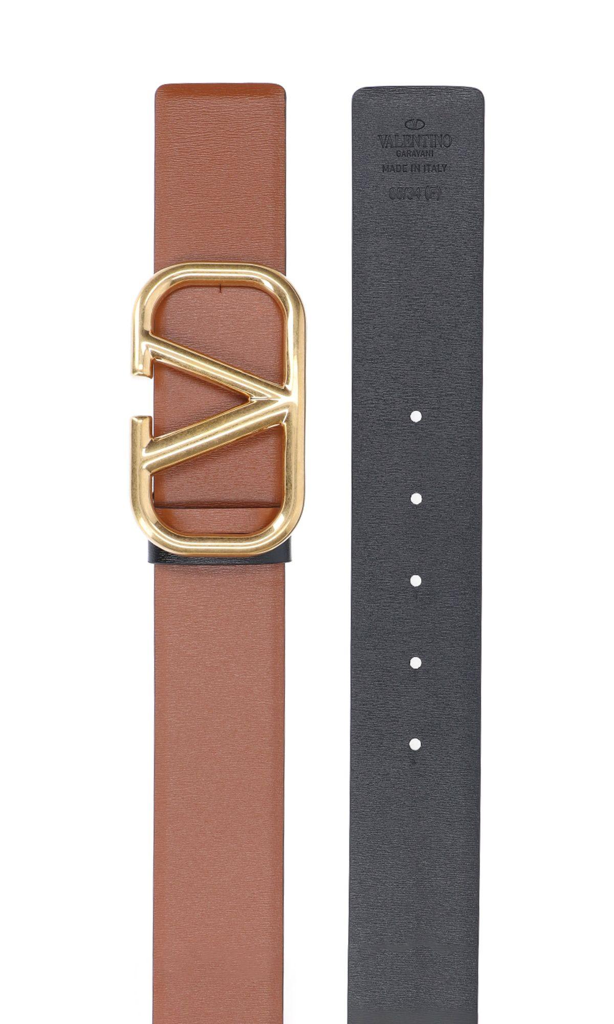 Shop Valentino Vlogo Reversible Belt In Brown