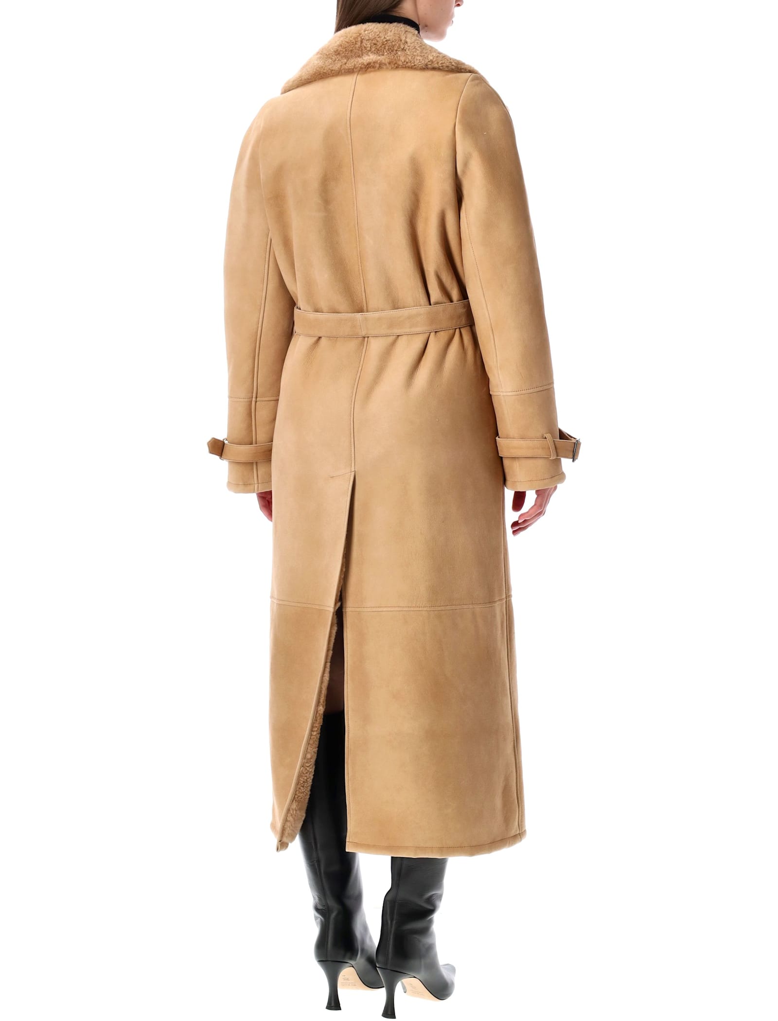 Sword 6.6.44 Sword S.w.o.r.d. 6.644 Long Shearling Coat Beige In Brown