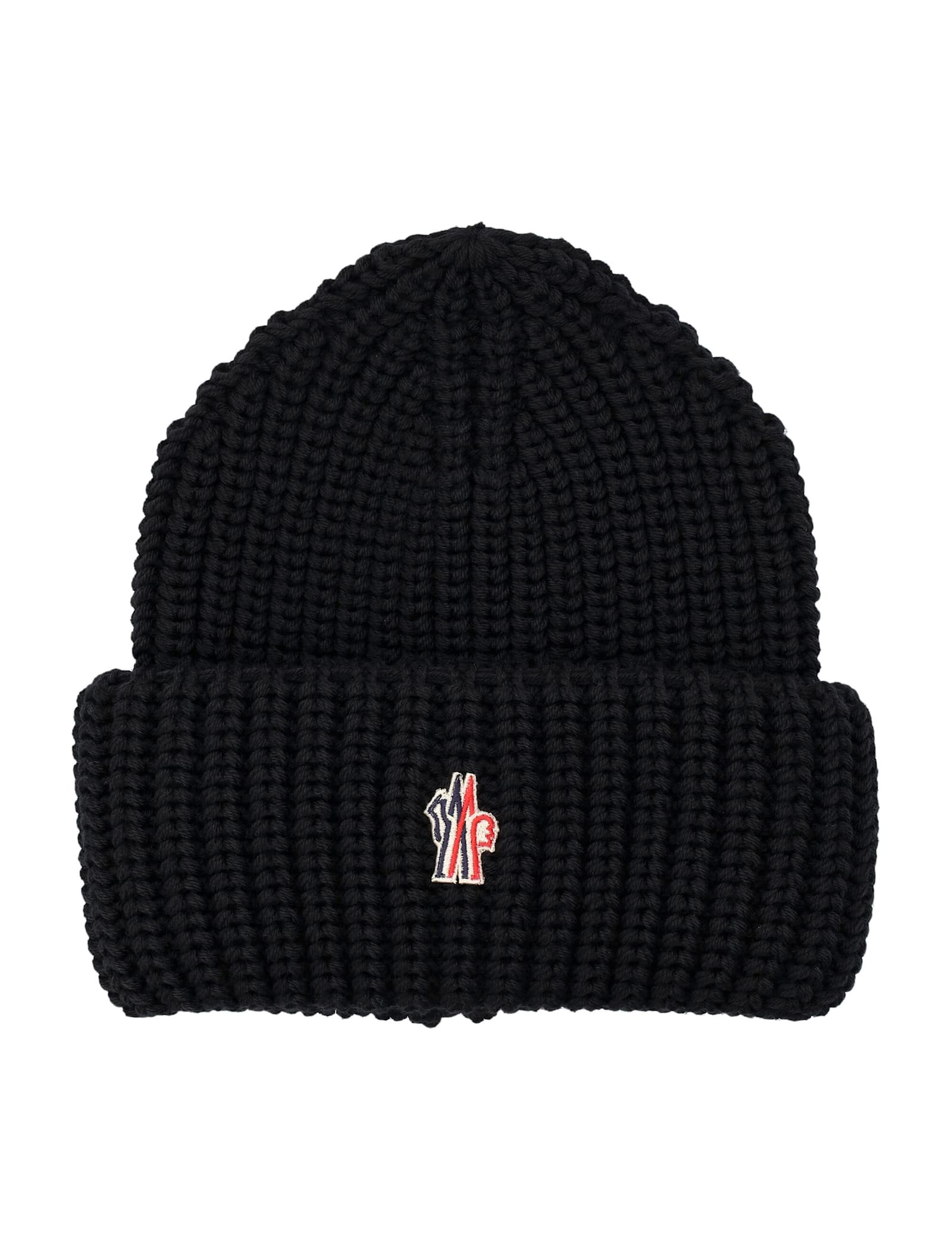 Moncler Grenoble Ribbed Beanie With Logo In Black