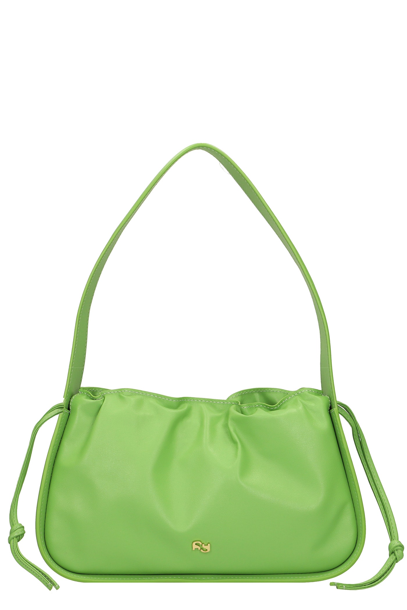 YUZEFI Scrunch Shoulder Bag In Green Leather