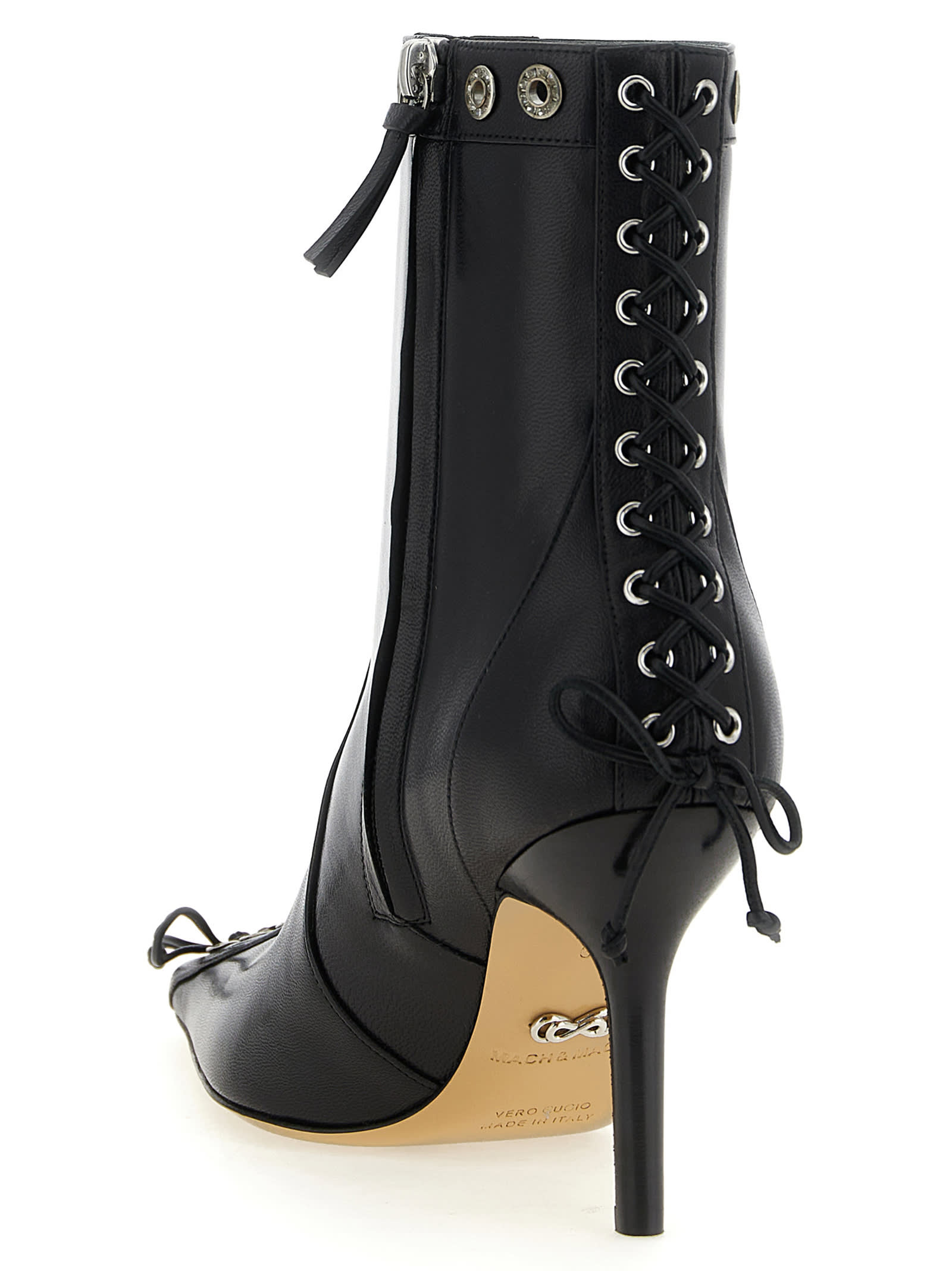 Mach & Mach Crystalized Corset Ankle Boots In Black