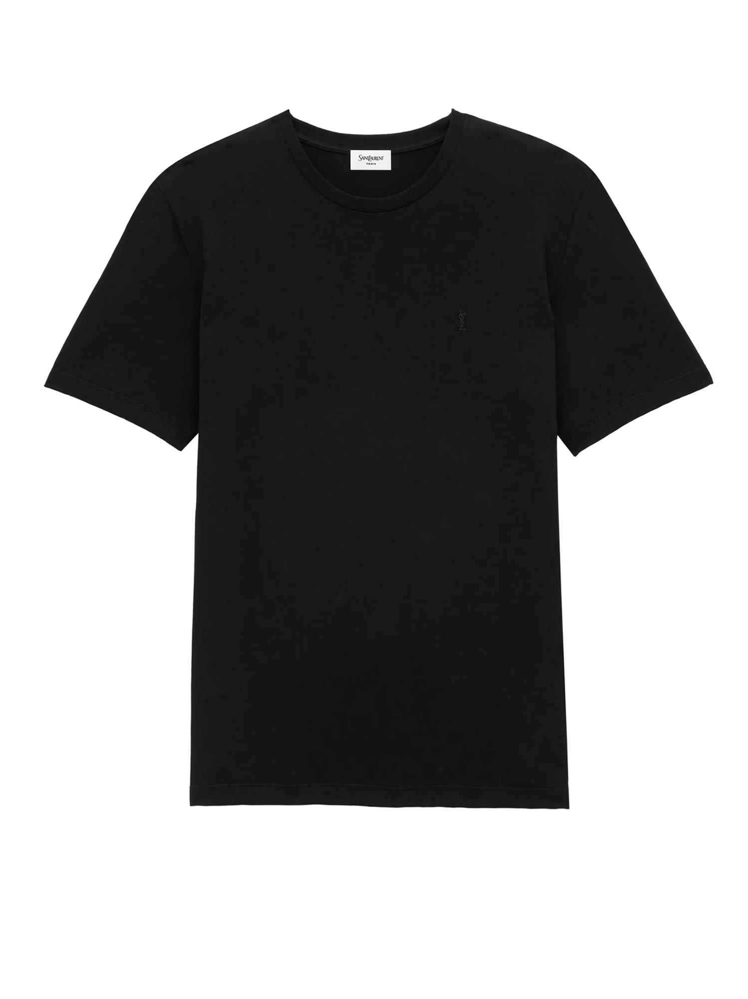 Saint Laurent Cassandre Embroidered T-shirt In Black