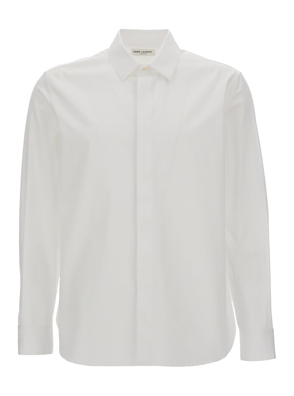 SAINT LAURENT WHITE POINTED COLLAR LONG SLEEVE SHIRT IN COTTON MAN