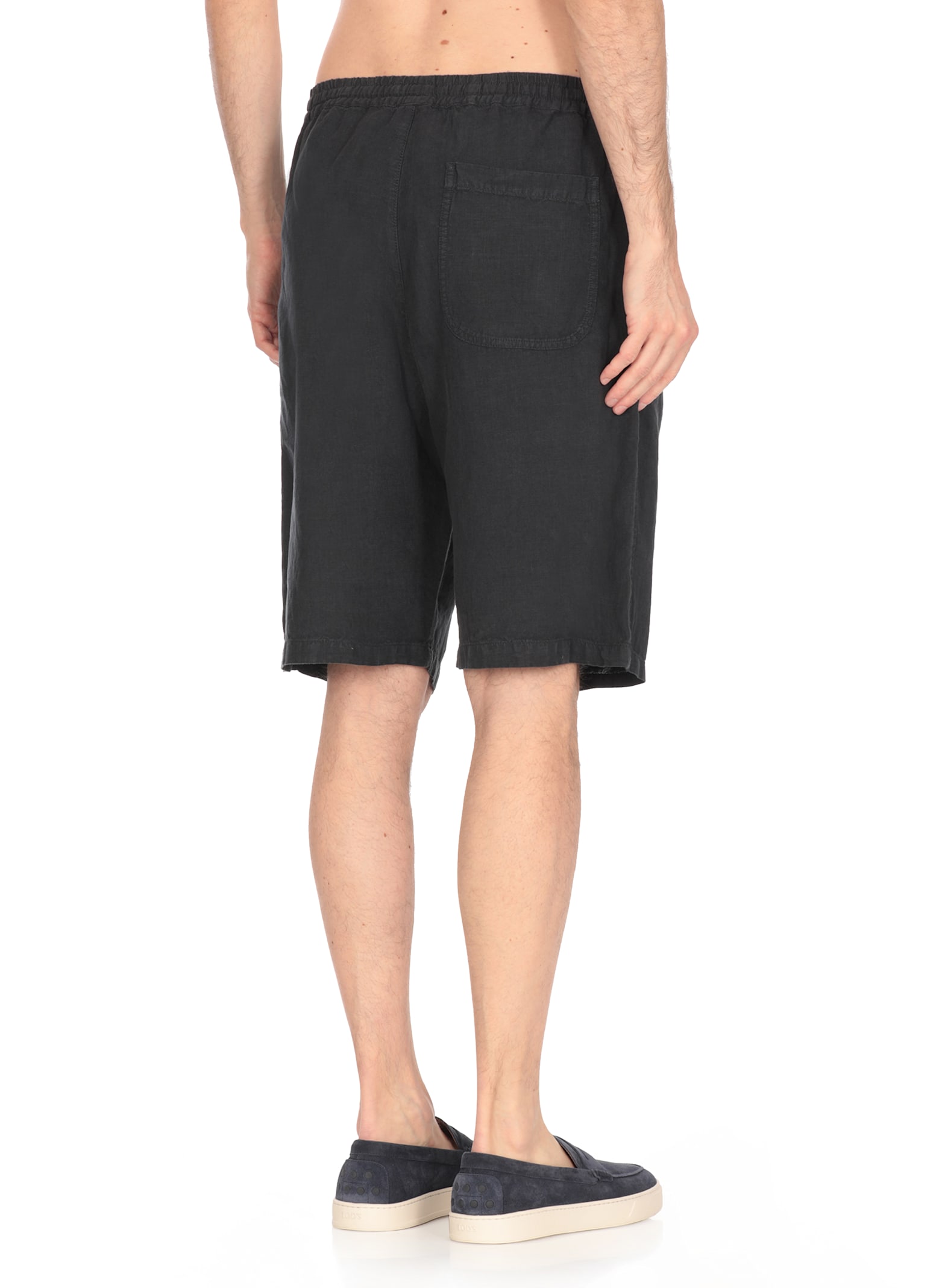 120% Lino Linen Bermuda Shorts In Black