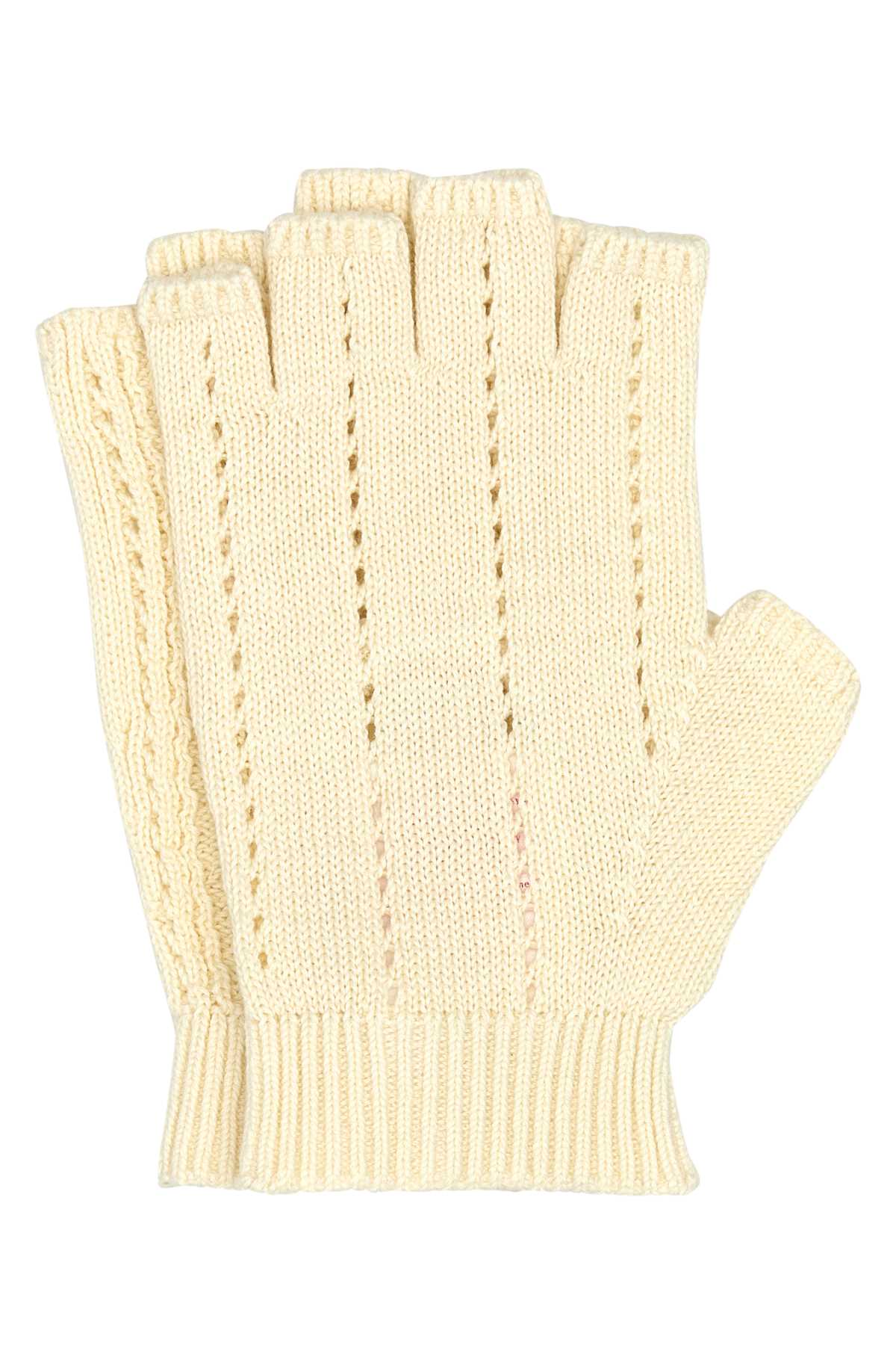 White Cotton Blend Fingerless Gloves