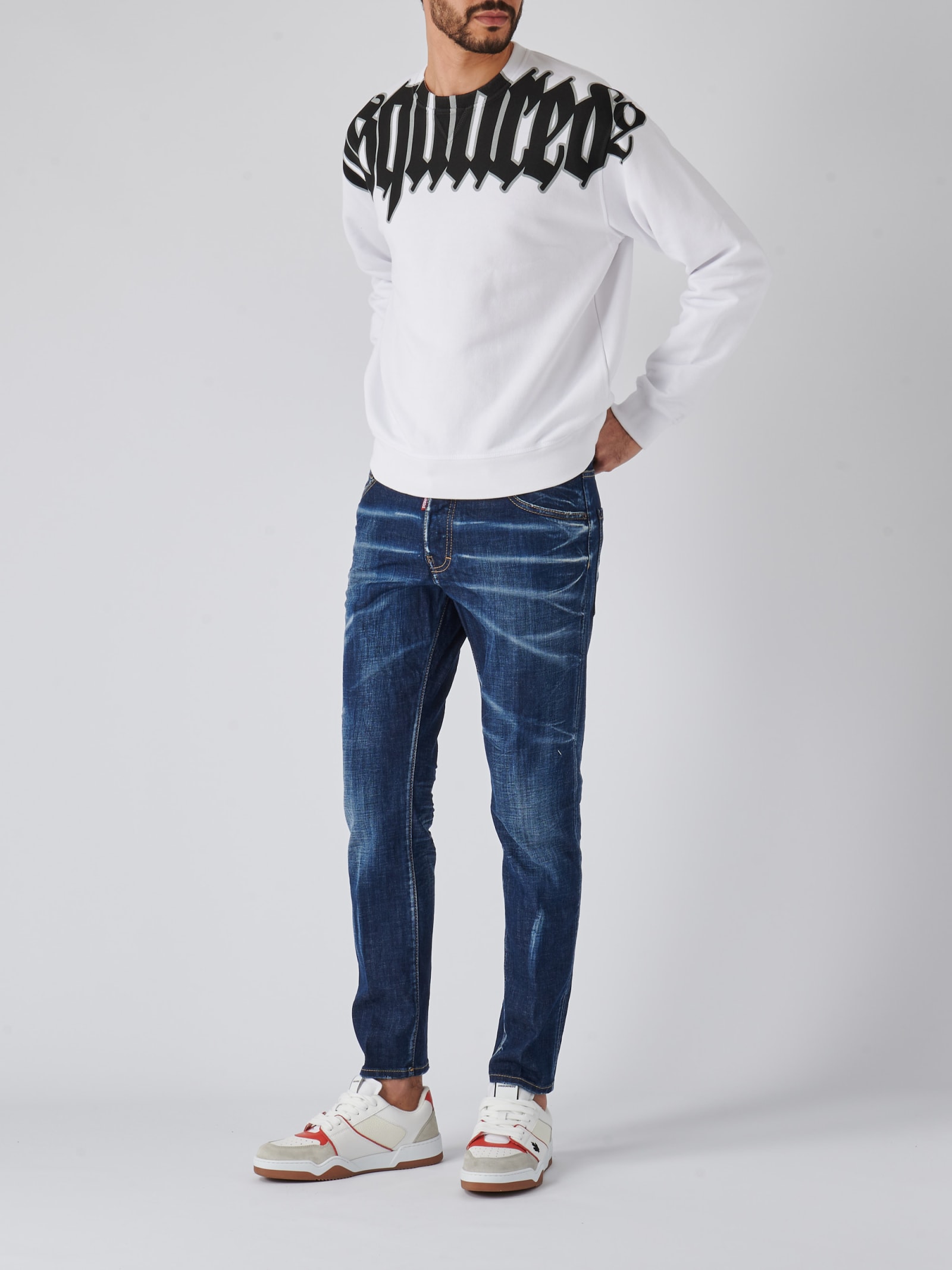 Shop Dsquared2 Cool Fit Crewneck Sweatshirt In Bianco