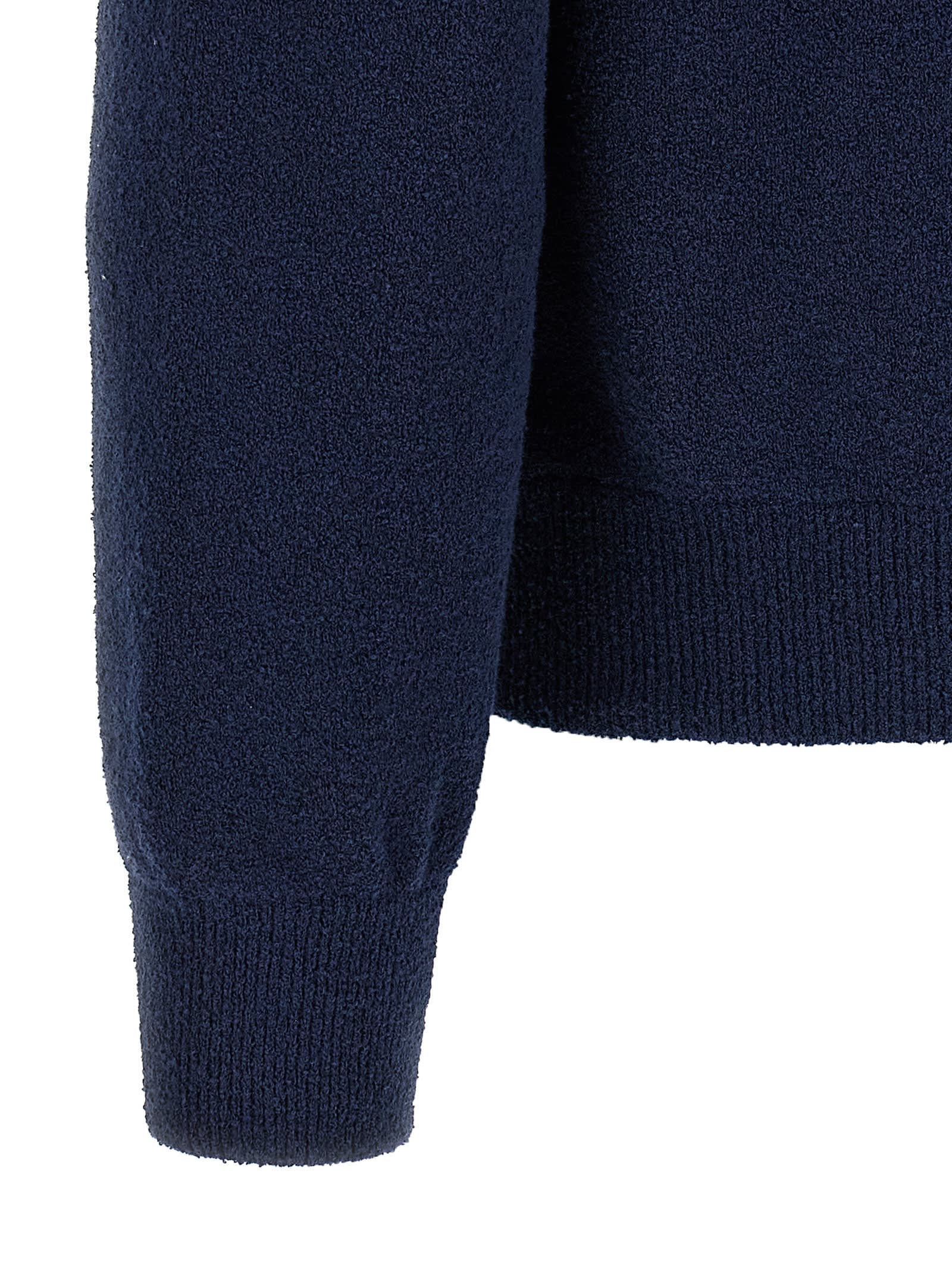 Roberto Collina Hooded Terry Sweater With Ribbed Cuffs And Hem In Blue