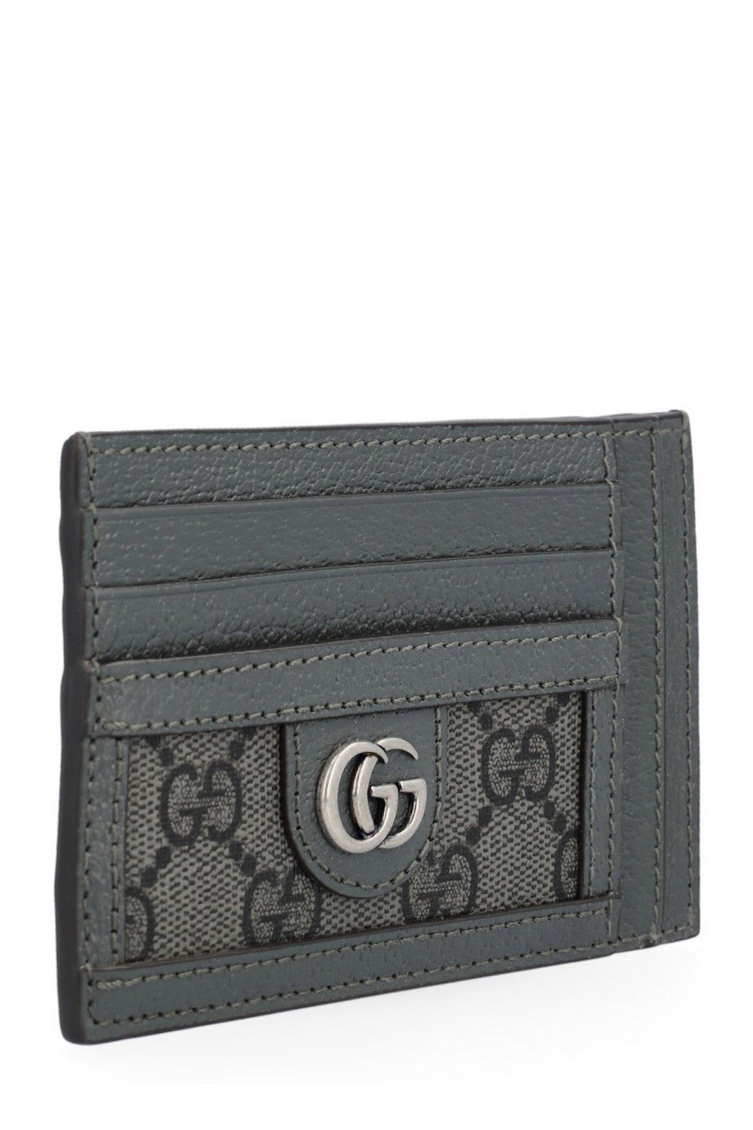 Gucci Gg Logo Plaque Card Holder In Gray