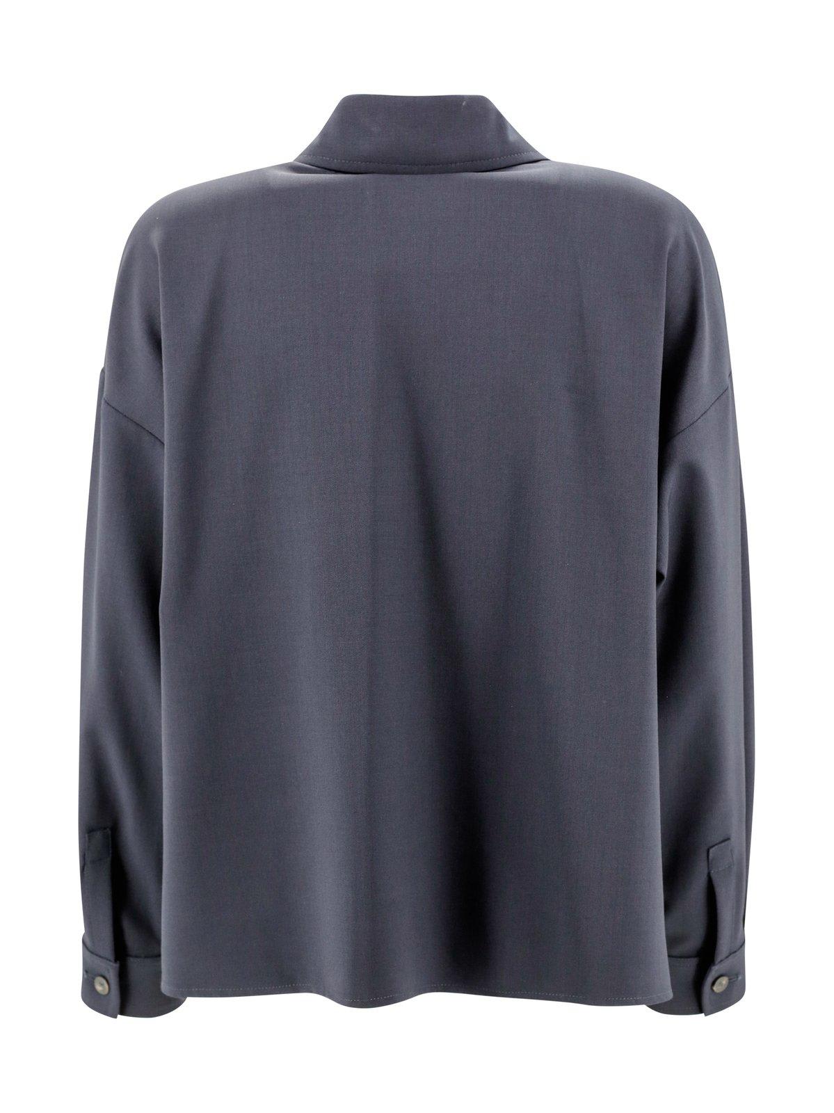 Shop Weekend Max Mara Buttoned Long-sleeved Jacket In Blu