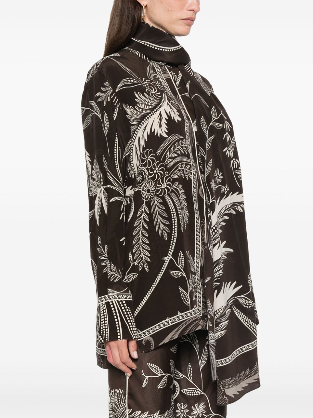 F.r.s For Restless Sleepers Printed Silk Shirt In Black